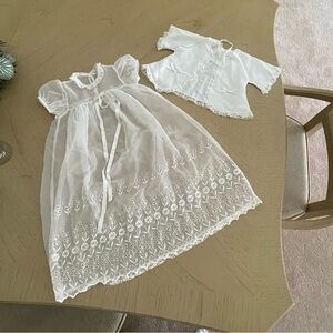 Madonna vintage infant christening gown and jacket outfit set